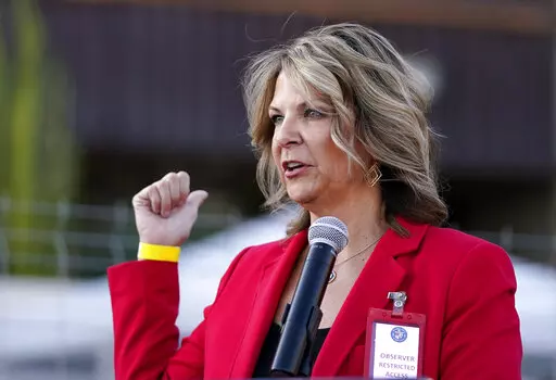 Kelli Ward, chair of the Arizona Republican Party, holds a news conference in Phoenix, Nov. 18, 2020. Ward refused to answer questions during a deposition of the House committee investigating the Jan. 6 insurrection at the Capitol, an attorney for the panel revealed Tuesday, Oct. 4, 2022, during a court hearing in Phoenix. (AP Photo/Ross D. Franklin, File)