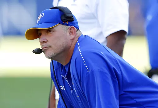 McNeese State head coach Lance Guidry looks on in the first half of an NCAA college football game against BYU on Sept. 22, 2018, in Provo, Utah. Miami is hiring Lance Guidry, who was defensive coordinator at Marshall last season and recently accepted the same position at Tulane, to lead its defense, two people with knowledge of the decision told The Associated Press on Tuesday, Feb. 7, 2023. The people spoke on condition of anonymity because a deal was still being finalized between Guidry and Mi