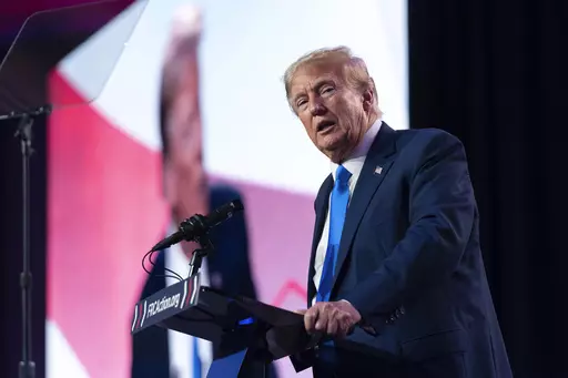 Former President Donald Trump speaks during the Pray Vote Stand Summit, Friday, Sept. 15, 2023, in Washington. (AP Photo/Jose Luis Magana, File)