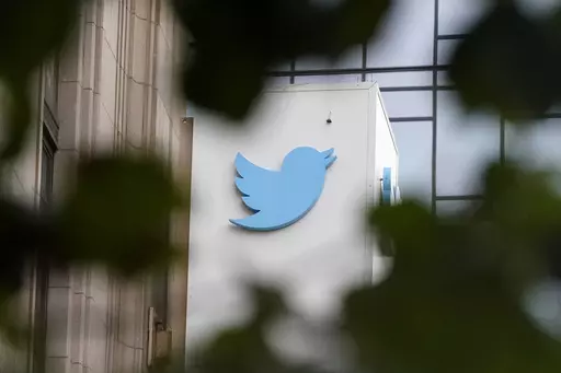 A sign at Twitter headquarters is shown in San Francisco, on Dec. 8, 2022. Sweden’s public radio said Tuesday April 18, 2023 that it would stop being active on Twitter, but it did not blame new labels that Elon Musk’s social media platform has slapped on public broadcasters and led major North American outlets to quit tweeting.(AP Photo/Jeff Chiu, File)
