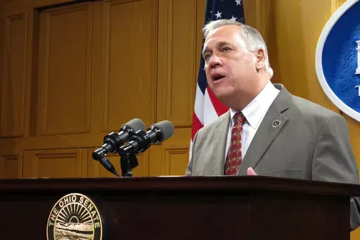 Gary Mohr, director of the Ohio Department of Rehabilitation and Correction, discusses proposed legislation to help reduce the state's prison population by putting more emphasis on keeping nonviolent offenders in the community instead of behind bars, on Wednesday, Feb. 22, 2017, in Columbus, Ohio. Mohr, the former director of the Ohio state prison system, has emerged as a leading contender to run the crisis-plagued federal Bureau of Prisons, three people familiar with the matter told The Associa