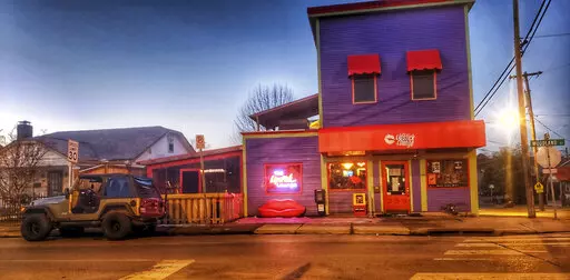 This photo provided by Leah Epling in January 2023 shows The Lipstick Lounge in Nashville, Tenn., which opened in 2001. While the bar is home to its share of trivia nights and drag shows, it has also hosted Sunday worship services, weddings and funerals. (Leah Epling via AP)