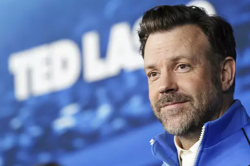 Jason Sudeikis arrives at the season three premiere of "Ted Lasso" on March 7, 2023, at Regency Village Theatre in Los Angeles. President Joe Biden and first lady Jill Biden will host the cast of “Ted Lasso” at the White House on Monday, March 20, to promote mental health and wellbeing. (Photo by Jordan Strauss/Invision/AP, File)