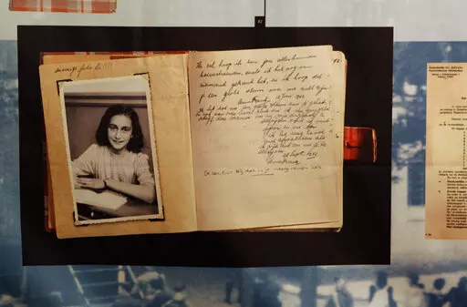 A photo of Anne Frank is displayed at the opening of the exhibition: "Anne Frank, a History for Today", at the Westerbork Remembrance Centre in Hooghalen, northeast Netherlands, Firday, June 12, 2009. On Saturday, Oct. 15, 20222, Rebecka Fallenkvist, a Sweden Democrats official, was suspended by the far-right party for making degrading comments about Jewish teenage diarist Anne Frank. (AP Photo/Bas Czerwinski, File)