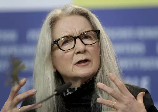 Director Sally Potter attends a press conference for the film "The Roads Not Taken" at the 70th International Film Festival, Berlinale, in Berlin, Germany, on Feb. 26, 2020. Potter released her debut album “Pink Bikini” at age 73. (AP Photo/Michael Sohn, File)
