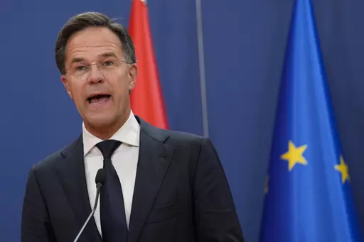 Netherland's Prime Minister Mark Rutte speaks during a press conference at the Serbia Palace, in Belgrade, Serbia, on July 3, 2023. The four parties that make up Prime Minister Mark Rutte's ruling coalition are in tense talks over ways to rein in migration, amid speculation the thorny issue could bring down the administration and force a general election. Rutte, the Netherlands’ longest serving premier, presided over late-night meetings Wednesday and Thursday that failed to broker a deal. More
