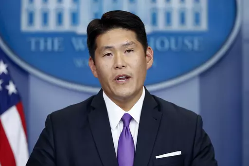 Principal Associate Deputy Attorney General Robert Hur speaks during a press briefing at the White House in Washington, July 27, 2017. The special counsel who impugned the president's age and competence in his report on how Joe Biden handled classified documents will himself be up for questioning this week. Hur, now the U.S. attorney appointed by Donald Trump, is scheduled to testify before a congressional committee on Tuesday, March 12, 2024, as House Republicans try to keep the spotlight on un
