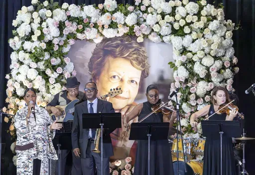 A musical tribute to Sybil Haydel Morial is played at Xavier University of Louisiana during a Celebration of Life, Monday, Sept. 23, 2024, in New Orleans. (Chris Granger/The Times-Picayune/The New Orleans Advocate via AP)