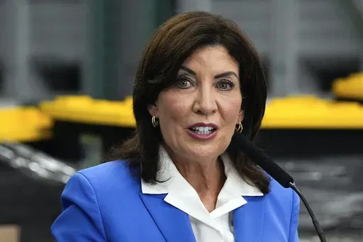 New York Gov. Kathy Hochul speaks at a press conference, Wednesday, July 31, 2024, in the Bronx borough of New York. (AP Photo/Julia Nikhinson, File)