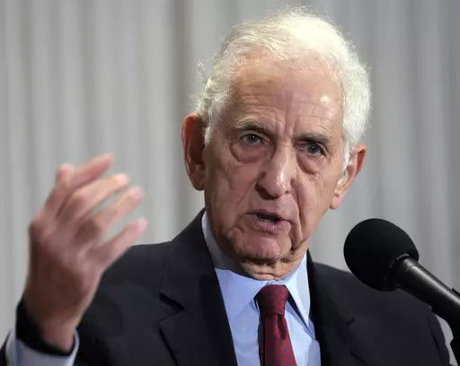 Daniel Ellsberg speaks during a news conference at the National Press Club in Washington, Dec. 16, 2010. Ellsberg, the government analyst and whistleblower who leaked the “Pentagon Papers” in 1971, has died. He was 92. (AP Photo/Susan Walsh, File)