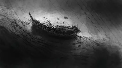 Jamal Hussein’s boat in the storm. (AP Illustration/Peter Hamlin)