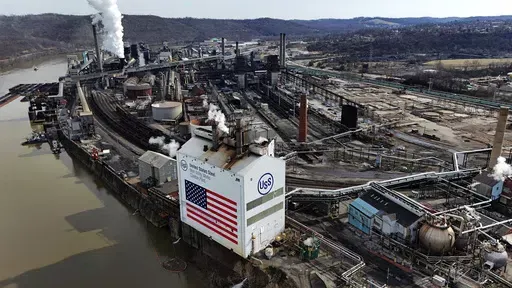 The United States Steel Mon Valley Works Clairton Plant in Clairton, Pa., is shown on Feb. 26, 2024. President Biden and Donald Trump agree on essentially nothing, from taxes and climate change to immigration and regulation. Yet on trade policy, the two presumptive presidential nominees have embraced surprisingly similar approaches. (AP Photo/Gene J. Puskar, File)