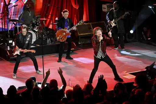 The Rolling Stones perform at a celebration for the release of their new album, "Hackney Diamonds," Oct. 19, 2023, in New York. On Tuesday, Nov. 21, the legendary English band announced that they're taking “Hackney Diamonds,” their first album of original material in 18 years, on the road. (Photo by Evan Agostini/Invision/AP, File)