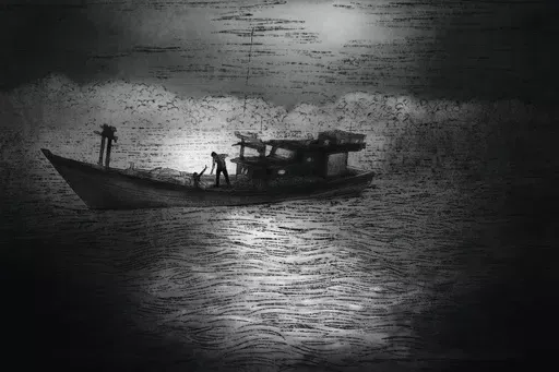 Aboard a small fishing boat, Rohingya refugees faced abuse and other horrors. (AP Illustration/Peter Hamlin)