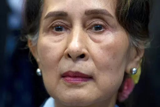 In this Dec. 11, 2019, file photo, Myanmar's leader Aung San Suu Kyi waits to address judges of the International Court of Justice in The Hague, Netherlands. The army takeover in Myanmar a year ago that ousted the elected government of Aung San Suu Kyi brought a shocking end to the effort to restore democratic rule in the Southeast Asian country after decades of military rule. But at least as surprising has been the level of popular resistance to the seizure of power, which has blossomed into an