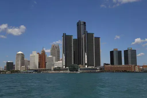 The Detroit skyline is seen, May 12, 2020, in Detroit. The city of Detroit — which has seen an exodus of tens of thousands of people — since the 1950s — has grown in population for the first in more than six decades, according to U.S. Census estimates. Data released Thursday, May 16, 2024, show Detroit's population rose by 1,852 people from 631,366 in 2022 to 633,218 last year. (AP Photo/Paul Sancya, File)