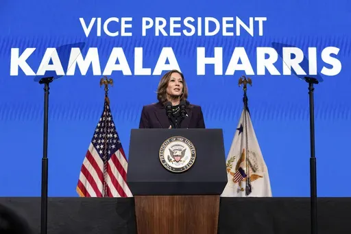 Vice President Kamala Harris speaks during the American Federation of Teachers' 88th national convention, July 25, 2024, in Houston. Harris appears to have energized Democrats in the early days of her candidacy, according to a new poll from the AP-NORC Center for Public Affairs Research that was conducted after President Joe Biden withdrew from the race. About 8 in 10 Democrats say they would be very or somewhat satisfied if Harris became the Democratic nominee for president. (AP Photo/Tony Guti