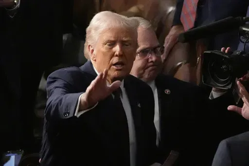 President Donald Trump departs after addressing a joint session of Congress at the Capitol in Washington, Tuesday, March 4, 2025. (AP Photo/Alex Brandon)