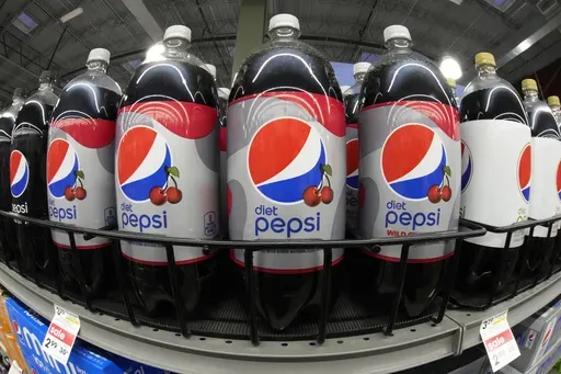 Bottles of Diet Pepsi Wild Cherry are displayed at a market in Pittsburgh, Jan. 26, 2023. (AP Photo/Gene J. Puskar, File)
