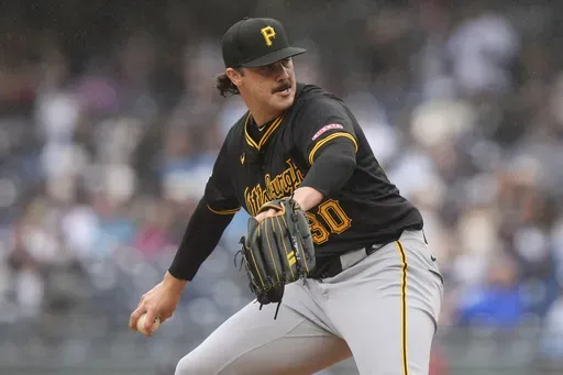 Pittsburgh Pirates pitcher Paul Skenes (30) pitches during the second inning of a baseball game against the New York Yankees, Saturday, Sept. 28, 2024, in New York. (AP Photo/Frank Franklin II, File)