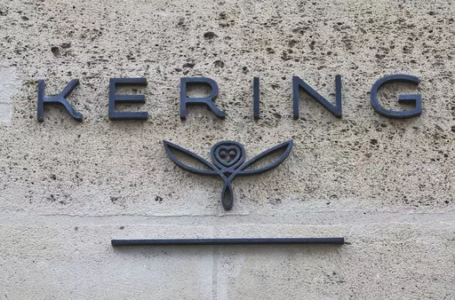 The logo of French luxury group Kering is pictured in Paris, France, on Sept. 15, 2017. French luxury conglomerate Kering has reached a cash deal to purchase a 30% stake in Italian fashion house Valentino for 1.7 billion euros from a Qatari investment firm. Under the deal announced Thursday, July 27, 2023, Kering has the option to buy 100% of Valentino no later than 2028. (AP Photo/Michel Euler, File)