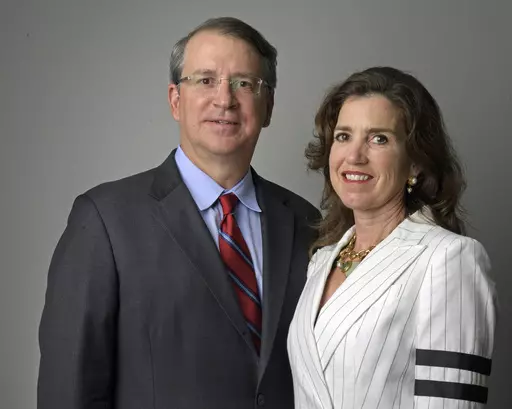 John Georges and his wife, Dathel, pose for a portrait at The New Orleans Advocate studio in New Orleans, Thursday, May 2, 2019. The publisher of daily newspapers in New Orleans and Baton Rouge is launching a digital news service in northwest Louisiana. Georges Media Group said in a Monday, April 24, 2023, news release that it will hire 10 journalists for the Shreveport-Bossier Advocate. Dathel and John Georges, of New Orleans, founded Georges Media in 2013. (Max Becherer/The Times-Picayune/The 