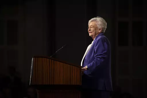 Alabama Gov. Kay Ivey delivers the State of the State address at the state Capitol, Feb. 6, 2024, in Montgomery, Ala. Ivey on Wednesday, March 20, signed legislation that would ban diversity, equity and inclusion programs at public schools, universities and state agencies and prohibit the teaching of “divisive concepts” including that someone should feel guilty because of their race or gender. (The Montgomery Advertiser via AP, File)