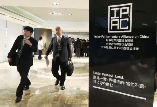Members of the IPAC (Inter-Parliamentary Alliance on China) attend its Taipei Summit in Taipei, Taiwan, , July 30, 2024. (AP Photo/Chiang Ying-ying, File)