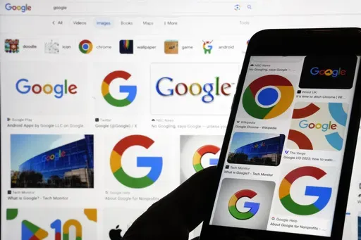 Various Google logos are displayed on a Google search, Monday, Sept. 11, 2023, in New York. U.S. District Judge Amit Mehta ruled Monday, Aug. 5, 2024, that Google's ubiquitous search engine has been illegally exploiting its dominance to squash competition and stifle innovation in a seismic decision that could shake up the internet and hobble one of the world's best-known companies. (AP Photo/Richard Drew, File)