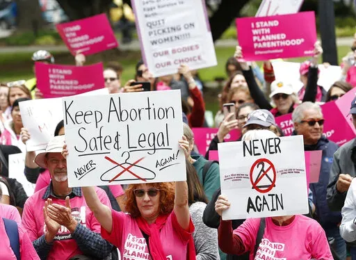 People rally in support of abortion rights at the state Capitol in Sacramento, Calif., May 21, 2019. California lawmakers have revealed, Wednesday, June 8, 2022, a proposed amendment to the state constitution that would protect the rights to an abortion and contraceptives. It must get a two-thirds vote in the state Assembly and Senate before June 30 to qualify for the November ballot. (AP Photo/Rich Pedroncelli, File)