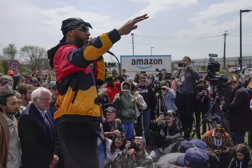 Chris Smalls, president of the Amazon Labor Union, speaks at a rally outside an Amazon warehouse on Staten Island in New York, April 24, 2022. Within union ranks, some felt Smalls was spending too much time traveling and giving speeches instead of organizing workers on Staten Island. (AP Photo/Seth Wenig, File)