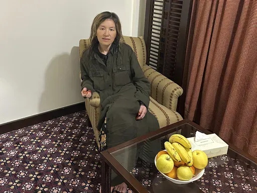 In this undated handout photo released by the Qatar Ministry of Foreign Affairs, American Faye Dail Hall is pictured after being released Thursday, March 27, 2025, by the Taliban in Kabul, Afghanistan. (Qatar Ministry of Foreign Affairs via AP)