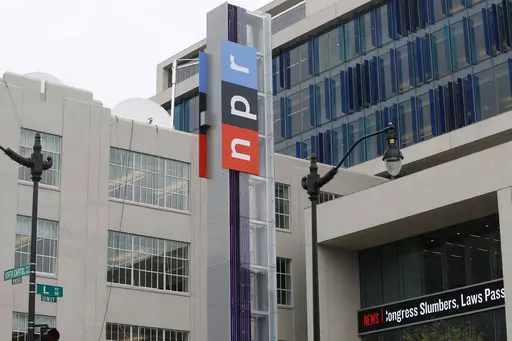 The headquarters for National Public Radio (NPR) stands on North Capitol Street on April 15, 2013, in Washington. Elon Musk threatened to reassign NPR’s Twitter account to “another company,” according to the non-profit news organization, in an ongoing spat between Musk and media groups since his $44 billion acquisition of Twitter last year. (AP Photo/Charles Dharapak, File)