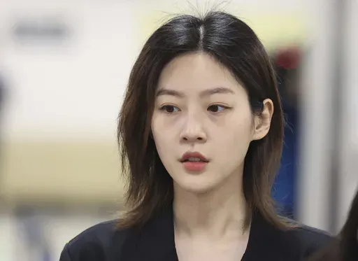 South Korean actor Kim Sae-ron arrives at the Seoul Central District Court in Seoul, South Korea, Wednesday, April 5, 2023. (Yonhap via AP)