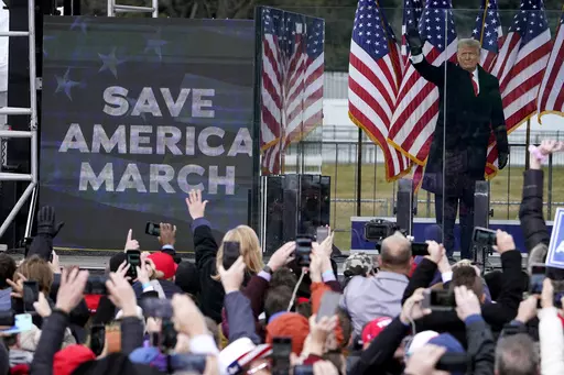 President Donald Trump arrives to speak at a rally in Washington, on Jan. 6, 2021. The indictment against former President Donald Trump involving a payoff to suppress claims of an extramarital affair is raising concerns that it could undermine public confidence in what many see as far more important investigations into whether he attempted to overturn the results of the 2020 presidential election. (AP Photo/Jacquelyn Martin, File)