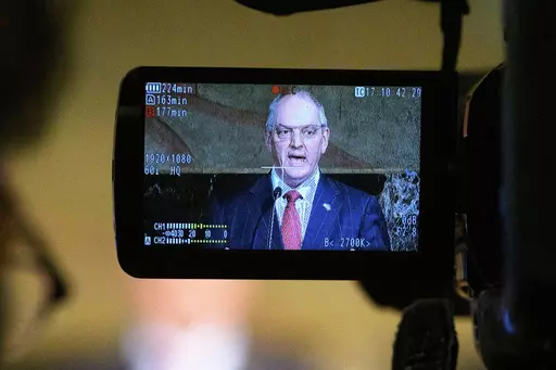 Louisiana Gov. John Bel Edwards speaks about the investigation into the death of Ronald Greene in Baton Rouge, La., Tuesday, Feb. 1, 2022. As of mid-2023, a bipartisan legislative committee that in 2022 demanded Bel Edwards testify about whether he was complicit in a cover-up over state troopers’ deadly 2019 arrest of Black motorist Ronald Greene has quietly fizzled away without hearing from the governor or issuing any findings. (AP Photo/Matthew Hinton, File)
