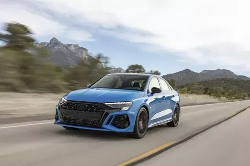 This photo provided by Audi shows the 2024 RS 3. Based on the A3 compact sedan, the RS 3 has a special 401-horsepower five-cylinder engine. (Courtesy of Audi AG via AP)
