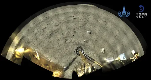 This Dec. 2, 2020, file image taken by panoramic camera aboard the lander-ascender combination of Chang'e-5 spacecraft provided by China National Space Administration shows a moon surface after it landed on the moon. (China National Space Administration/Xinhua via AP, File)