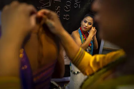 Participants get ready for the Miss Trans Northeast 22, beauty pageant in Guwahati, India, Wednesday, Nov. 30, 2022. In a celebration of gender diversity and creative expression, a beauty pageant in eastern Indian state of Assam brought dozens of transgender models on stage in Guwahati. Sexual minorities across India have gained a degree of acceptance especially in big cities and transgender people were given equal rights as a third gender in 2014. But prejudice against them persists and the com