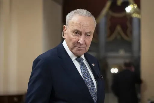 Senate Minority Leader Chuck Schumer, D-N.Y., is pictured during a television interview at the Capitol in Washington, March 14, 2025. (AP Photo/Ben Curtis)