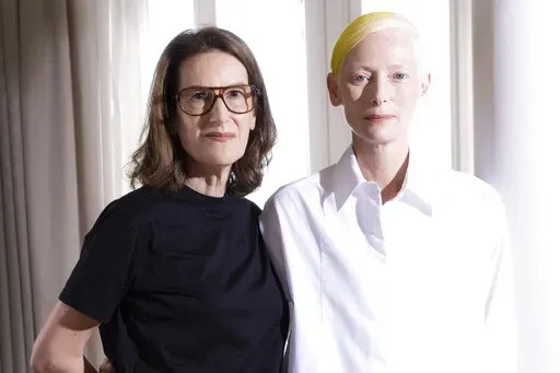 Tilda Swinton, right and Joanna Hogg pose for portrait photographs for the film 'The Eternal Daughter' during the 79th edition of the Venice Film Festival in Venice, Italy, Tuesday, Sept. 6, 2022. (Photo by Joel C Ryan/Invision/AP)