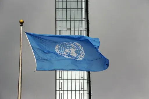 The United Nations flag flies on a stormy day at the U.N. during the United Nations General Assembly, Thursday, Sept. 22, 2022. Palestinians are hoping that a vote Tuesday, Dec. 12, 2023, in the U.N. General Assembly on a nonbinding resolution demanding an immediate humanitarian cease-fire will demonstrate widespread global support for ending the Israel-Hamas war, now in its third month. (AP Photo/Ted Shaffrey, File)
