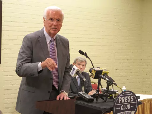 Louisiana Insurance Commissioner Jim Donelon speaks at an event, Sept. 16, 2019, in Baton Rouge, La. Donelon, who has held the position of commissioner for a record 17 years, announced Tuesday, March 14, 2023, that he will not seek reelection in October. (AP Photo/Melinda Deslatte, File)