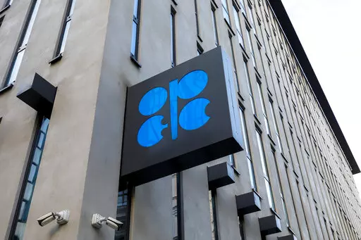 The logo of the Organization of the Petroleoum Exporting Countries (OPEC) is seen outside of OPEC's headquarters in Vienna, Austria, on March 3, 2022. The Saudi-led OPEC oil cartel and allied producing countries, including Russia, are scheduled to decide how much oil to supply to the global economy amid weakening demand in China and uncertainty about the impact of new Western sanctions against Russia that could take significant amounts of oil off the market.(AP Photo/Lisa Leutner, File)