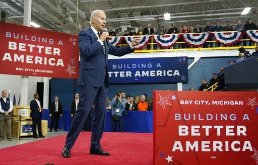 President Joe Biden speaks about manufacturing jobs and the economy at SK Siltron CSS, a computer chip factory in Bay City, Mich., Nov. 29, 2022. (AP Photo/Patrick Semansky, File)