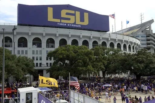 Tiger Stadium is seen before an NCAA football game between LSU and Northwestern State in Baton Rouge, La., Sept. 14, 2019. (AP Photo/Patrick Dennis, File)