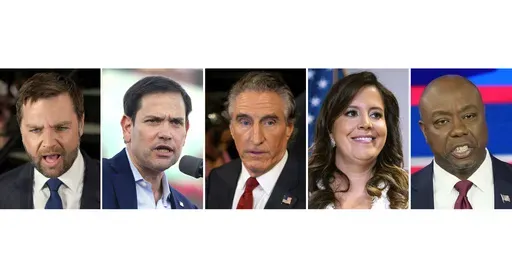 This combination photo shows Sen. J.D. Vance, R-Ohio, in Atlanta, June 27, 2024, from left, Sen. Marco Rubio, R-Fla., in Miami, Nov. 6, 2022, North Dakota Gov. Doug Burgum, June 27, 2024, in Atlanta, Rep. Elise Stefanik, R-N.Y., June 13, 2024, and Sen. Tim Scott, R-S.C., Nov. 8, 2023, in Miami. It's not unheard of for a running mate to move beyond past disagreements with a presidential candidate. But the shift is more striking for Donald Trump's potential vice presidential contenders, in some ca