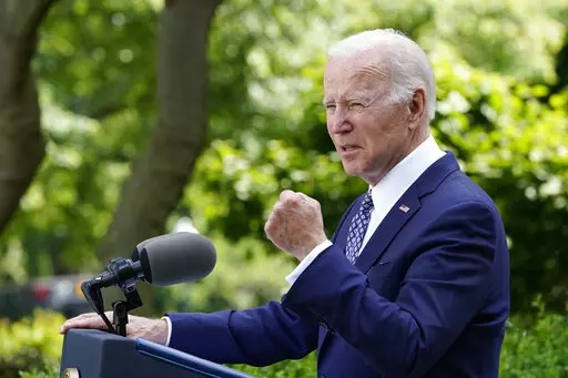 President Joe Biden speaks in the Rose Garden of the White House in Washington, Tuesday, May 17, 2022, during a reception to celebrate Asian American, Native Hawaiian, and Pacific Islander Heritage Month. (AP Photo/Susan Walsh)