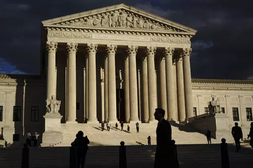 The U.S Supreme Court building is seen at dusk in Washington on Oct. 22, 2021. Nine months before the next election, Democrats are suffering under the weight of an unpopular president, a surging pandemic, runaway inflation and a stalled agenda. They’re hoping a Supreme Court appointment will help save them. Democrats across the political spectrum embraced Wednesday’s news of 83-year-old liberal Justice Stephen Breyer’s looming retirement, which gives President Joe Biden an opportunity to d