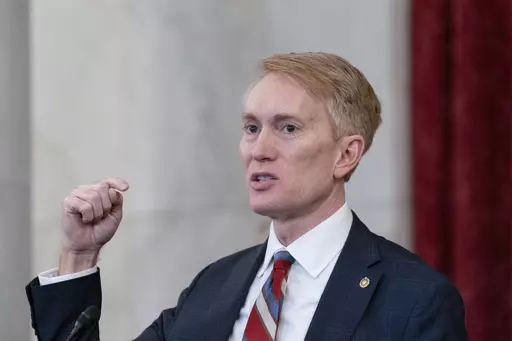 Sen. James Lankford, R-Okla., speaks to media about Israel, Wednesday, Oct. 18, 2023, on Capitol Hill in Washington. A deal to provide further U.S. assistance to Ukraine by year-end appears to be increasingly out of reach for President Joe Biden. Republicans are insisting on pairing the funding with changes to America’s immigration and border policies. (AP Photo/Stephanie Scarbrough, File)